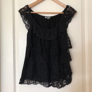 Charlotte Russe Black Layered Lace Top